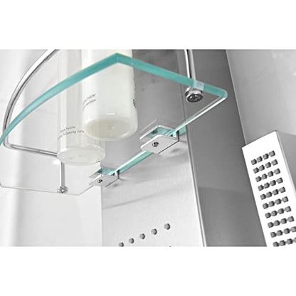 ANZZI Shower Head Panel Tower System | Coastal | Brushed Stainless Steel | Includes One 1 Field Full Body With Dual Level Deco Glass, Free-Reign Euro Grip Handheld Sprayer With 60 In. Hose - color: Brushed Steel, style: 2 Jets