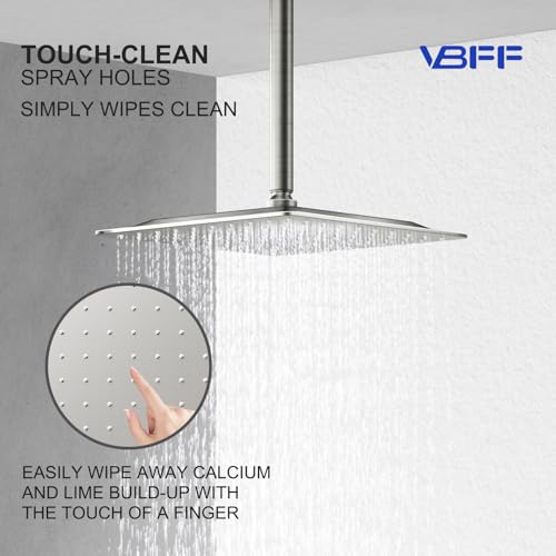 VBFF-Shower Head,rain shower head, 10 inch- Square Shower Head, 1.8 GPM Flow Rate, rainfall showerhead,VBFF08 (Brushed Nickel) - color: Brushed Nickel, size: 10 Inch
