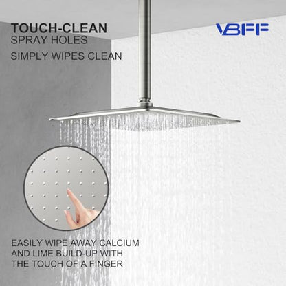VBFF-Shower Head,rain shower head, 10 inch- Square Shower Head, 1.8 GPM Flow Rate, rainfall showerhead,VBFF08 (Brushed Nickel) - color: Brushed Nickel, size: 10 Inch