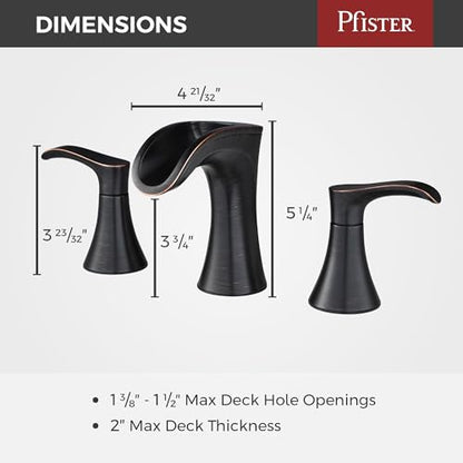 Pfister Brea Bathroom Sink Faucet, 8-Inch Widespread, 2-Handle, 3-Hole, Tuscan Bronze Finish, LF049BRYY - style: Widespread