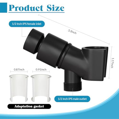 Adjustable Handheld Shower Head Holder Bracket Easy Wall Mount Shower Head Mount for Bathroom Hand Shower All Metal Adjustable Shower Bracket for Connecting Shower Arm and Shower Hose (Black) - color: Matte Black
