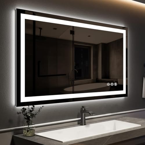 ROOMTEC 42"x30" LED Bathroom Mirror with Lights, Backlit+Frontlit | Anti-Fog, Dimmable, Memory Function, Bathroom Vanity Mirror for Wall, Shatterproof Tempered Glass (Horizontal/Vertical) - size: 42"L x 30"W