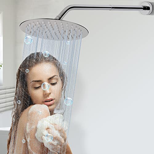 Shower Head Extension Arm, Shower Extender Water Outlet- Lowers Existing, Shower Pipe Extension for Bathroom, Made of Solid Metal Stainless Steel(10 Inch, Chrome Finish) - color: Chrome Finish, style: 10 Inch