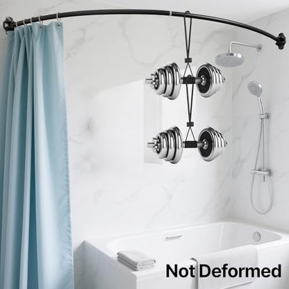 Curved Shower Curtain Rod, Rust Resistant, Adjustable Length 42-73 inches for Shower, Bathroom, Hole Punch Required-Black - color: Black