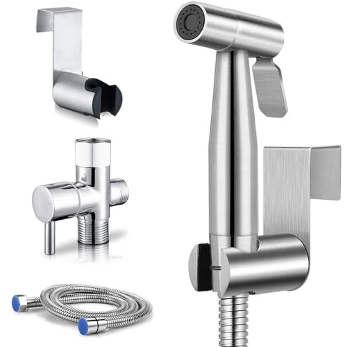Handheld Bidet Sprayer for Toilet, Bidet Toilet Spray, Adjust Water Pressure Stainless Steel Brushed Nickel Bathroom Toilet Jet Spray, Cloth Diaper Bidet Toilet Sprayer for Baby Wash
