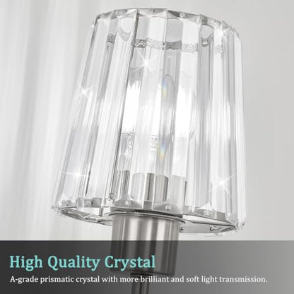 Brushed Nickel Vanity Lights 3-Light Crystal Bathroom Light Fixtures | Modern Bathroom Vanity Light E26 Wall Light over Mirror (Exclude Bulb) - color: Brushed Nickel, size: 3-Light