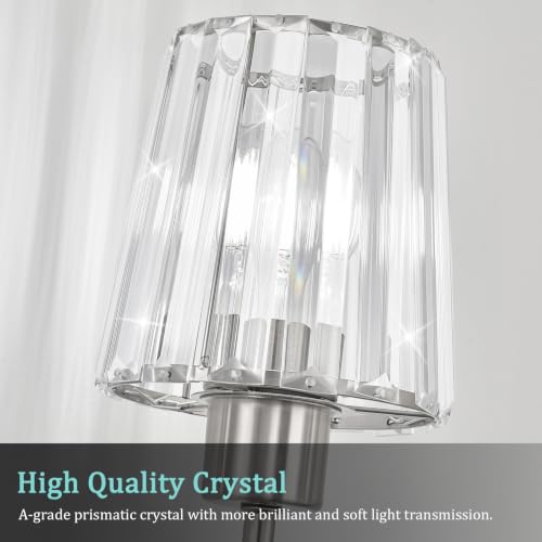Brushed Nickel Vanity Lights 4-Light Crystal Bathroom Light Fixtures | Modern Bathroom Vanity Light E26 Wall Light over Mirror (Exclude Bulb) - color: Brushed Nickel, size: 4-Light