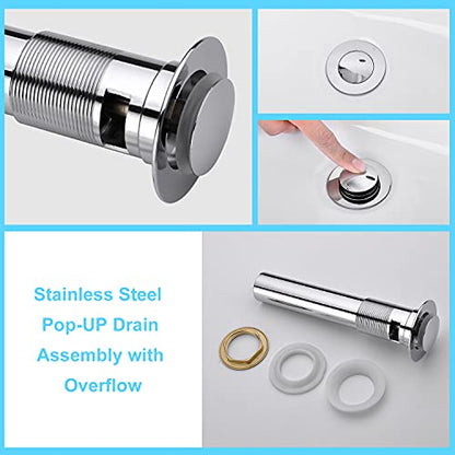 CREA Bathroom Sink Drain Chrome, Sink Stopper Pop Up Drain for Bathroom Vanity Kitchen Sink with Overflow - color: Chrome