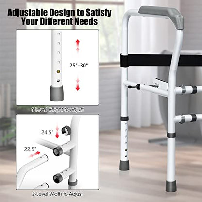 Toilet Safety Rail - Adjustable Free Standing Toilet Armrest with 360° Rotatable Clip, Supports Up to 300 LBS, Ideal for Elderly & Disabled for Enhanced Stability and Safety.
