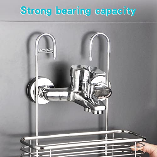 YQh Stainless steel double-layer shower rack, shower room hanging bathroom organizer, storage rack installed on the hanging bar or door, can store shampoo, hair conditioner, shower gel (double) - size: double layer shelf