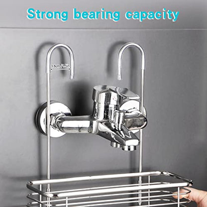 YQh Stainless steel double-layer shower rack, shower room hanging bathroom organizer, storage rack installed on the hanging bar or door, can store shampoo, hair conditioner, shower gel (double) - size: double layer shelf