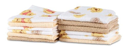 Disney Baby Washcloths 12 Pack – Ultra Soft Baby Wash Cloths, Lilo & Stitch (Stitch & Angel), Winnie the Pooh & Mickey Mouse, Absorbent Newborn Bath Essentials - color: Winnie the Pooh I