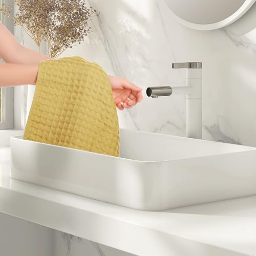 100% Cotton Home Soft Absorbent Hand Towels 14" x 32", Waffle Weave Towel Sets for Bathroom, Kitchen 4 Pack Yellow