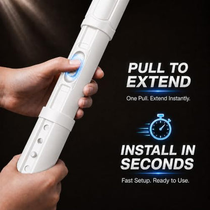 JILRON White Shower Curtain Rod 32-96in(2.66-8ft),No Drill Tension Curtain Rod,Versatile-1.26" dia,One-Click Stretch Design, Upgraded Anti-Slip Pads - color: White, size: 32-96 inch-1Pack