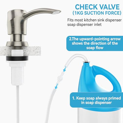 Soap Dispenser for Kitchen Sink Brushed Nickel， Built-in Dispenser, ABS Dispenser Pump with 47”Extension Tube, No More Messy Refills(No Bottle) - color: Brushed Nickel, style: 47'' Tube
