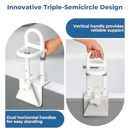 Bathtub Handles for Seniors: Triple Grip Adjustable Bathroom Grab Bars,Supports 350 LBS Safety Rail for Elderly,Disabled,Tub Grab Bars for Side of Tub