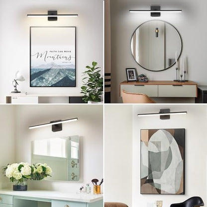 LED Bathroom Vanity Light, Modern Bathroom Light Fixture Over Mirror (3000K/4000K/6000K, Dimmable), Vanity Light Bar with Angle Adjustable, 24 Inch, Black - color: Black, size: 24 inch