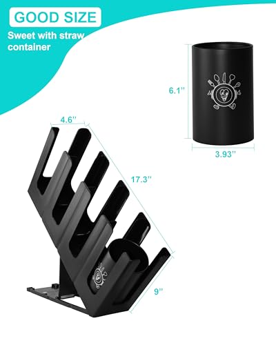Cup Holder Lid Dispenser with Straw Organizer,Disposable Coffee Cup Dispenser,Cup Storage Organizer for Breakroom Countertop Coffee Station Bar Restaurant