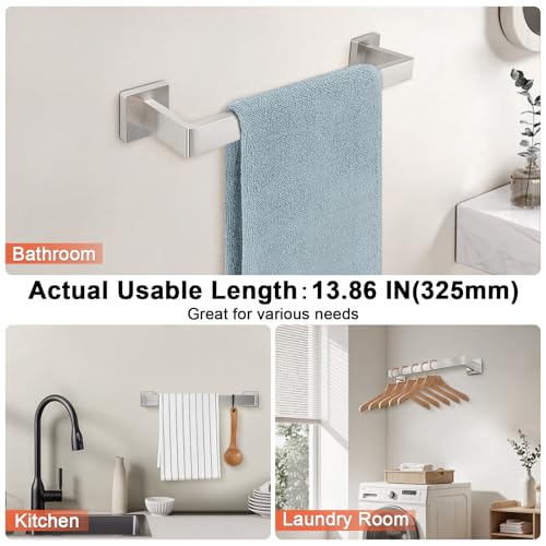 Towel Bar for Bathroom, 16 Inch Stainless Steel Bath Towel Rack Wall Mounted Towel Holder Hardware Accessory (Brushed Nickel)