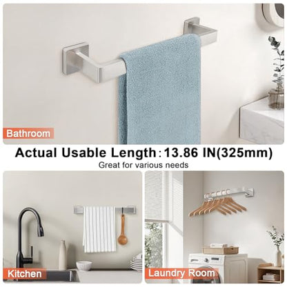 Towel Bar for Bathroom, 16 Inch Stainless Steel Bath Towel Rack Wall Mounted Towel Holder Hardware Accessory (Brushed Nickel)