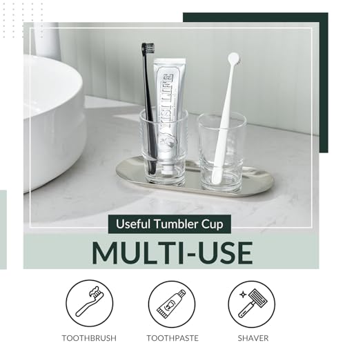 Aomasi Glass Toothbrush Holders for Bathroom Sink, 2 Pack, Transparent | Thickened Substantial Glassware, Bathroom Tumbler Cup for Daily Drinking Water, Easy to Clean, Toothbrush Holder Replacement - color: Transparent