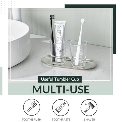 Aomasi Glass Toothbrush Holders for Bathroom Sink, 2 Pack, Transparent | Thickened Substantial Glassware, Bathroom Tumbler Cup for Daily Drinking Water, Easy to Clean, Toothbrush Holder Replacement - color: Transparent