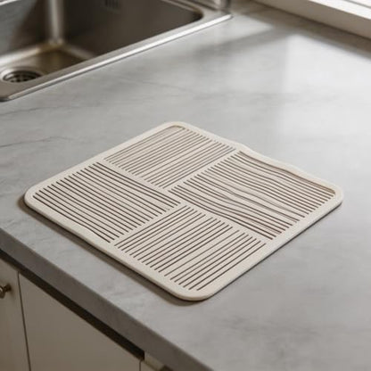 Diatomaceous Earth Kitchen Mat, Fast Absorbent Dish Drainer Pad with Non-Slip Rubber Backing for Countertop, Sink, Bathroom and Pet Feeding, Quick-Dry Water(A)