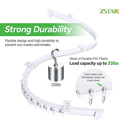 ZSTARR Flexible Bendable Ceiling Curtain Track, White Curtain Rail Curved Ceiling Curtain Track Mount for Room Divider, Shower Curtain, L Shape U Shape Bay Windows, RV Curtain Track