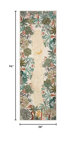 GarveeHome 2.5x8 Jungle Hallway Runner Rug, Soft Beige Animal Long Kitchen Runner Non Slip Entryway Rug Farmhouse Thin Laundry Mat Stain Resistant Carpet for Bathroom Beside - color: Beige, size: 2'6" x 8' (Rectangular)