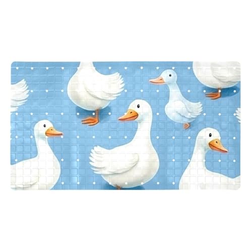 Shower Mat Non Slip 26.8 x 15.1 Inches, White Goose Pattern Bathtub Mat Shower Stall Mats with Suction Cups and Drain Holes, Non Slip Bath Mat for Tub for Elderly & Kids - color: Multi 14