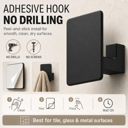 Matte Black Bathroom Hardware Set with 15.7" x 5.9" Shelf, 6 Pcs (5+Shelf) - color: Matte Black
