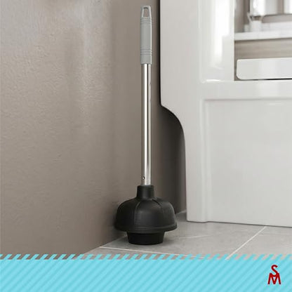 SteadMax Heavy Duty Toilet Plunger, Rubber Cup, Steel Handle, Gray (3 Pack) - color: 3 Pack - Gray Handle
