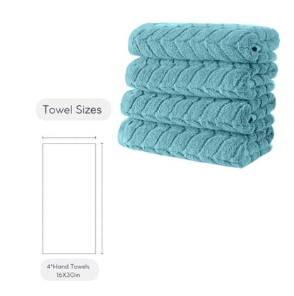 BAGNO MILANO Turkish Cotton Bath Towels, Hand Towels - Soft Plush Jacquard Collection - Highly Absorbent Towel Set (Aqua Green, 4 Pcs Hand Towel Set) - color: Aqua Green, size: 4 pcs Hand Towel Set