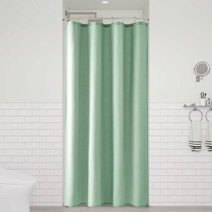Aqua Green 42 Inch Shower Curtain - Stall Narrow Half Linen Ultra Thick Fabric Shower Curtain Set with Hooks, Boho Farmhouse Rustic RV Camper Bath Curtains for Bathroom, 42x72 - color: Aqua Green, size: 42"W x 72"L (Pack of 1)
