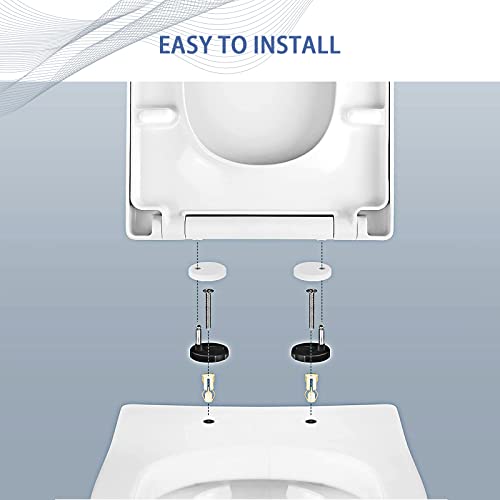 White Quick Release Universal Toilet Seat - Non-Slip, Easy Clean, Stable, Fits Standard Square Toilets, Size: 39.5-46.5 x 34.5cm - size: 39.5~46.5*34.5cm