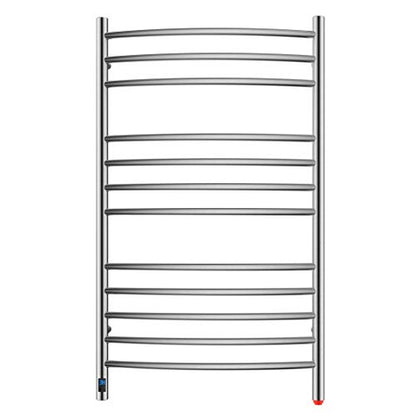 12-Bar Curved Towel Warmer, Heated Towel Rack with Timer, Brushed | 12 Curved Heating Bars, Timer And Temperature Control, 160W Power, Wall-Mounted Design, Plug-In Or Hardwired Installation - color: Brushed