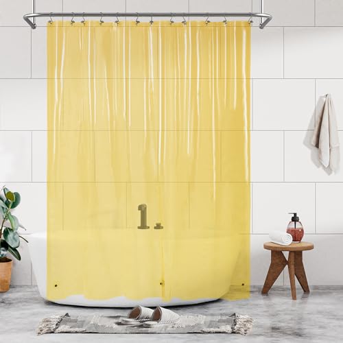 Barossa Design Clear Yellow Shower Curtain Liner Standard Size | Premium PEVA, PVC Free, Metal Grommets, Waterproof Lightweight Translucent Yellow Curtain with 3 Magnets for Bathroom - color: Clear Yellow, size: 72"W x 72"L (Pack of 1)
