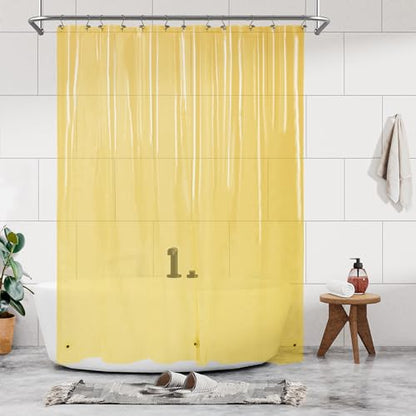 Barossa Design Clear Yellow Shower Curtain Liner Standard Size | Premium PEVA, PVC Free, Metal Grommets, Waterproof Lightweight Translucent Yellow Curtain with 3 Magnets for Bathroom - color: Clear Yellow, size: 72"W x 72"L (Pack of 1)