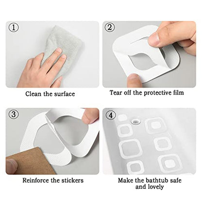 20 Pieces Adhesive Square Bath Treads Non-Slip Bathtub Stickers Non Slip Traction to Tubs Bathtub Stickers Adhesive Decals Appliques for Bath Tub Showers, Pools (White) - color: White