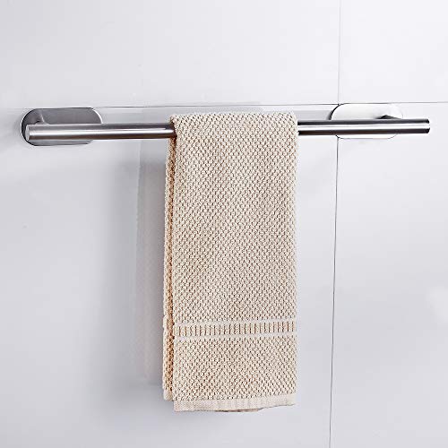20 InchsTowel Bar Self Adhesive Wall Mounted Stainless Steel Rustproof Polished Bathroom Kitchen No Drill Matte Modern Decoration Rack Hardware Hanger Chrome (Silver)