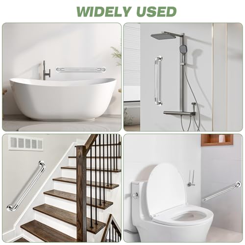 2 PCS Grab Bars for Seniors Bathroom 24 Inch 1.25" Diameter Shower Handle | Stainless Steel Shower Safety Support Bar, Bath Assist Handles for Handicap Elderly Injury Pregnant, ADA Compliant - size: 2PCS-24inch