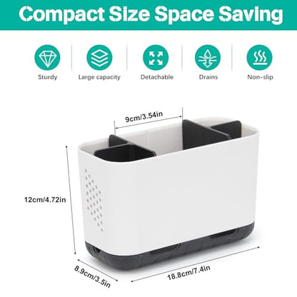 Toothbrush Holders for Bathrooms, Electric Toothbrush and Toothpaste Holder with Adjustable Dividers and Drainage, Kids Toothbrush Organizer for Bathroom Countertop | 5 Slots Toothbrush Organizer with Adjustable Dividers and Drainage, for Bathroom Counter