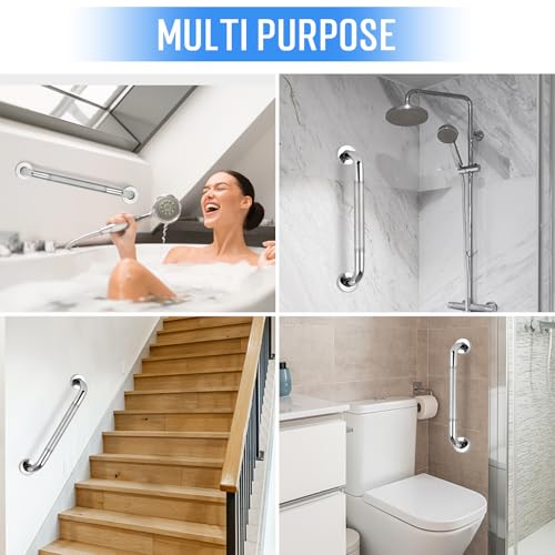 2 PCS Shower Grab Bars for Seniors 24 Inch Bathroom Safety Shower Handle | Stainless Steel Bathroom Balance Bar, Anti Slip Hand Rail Support, Assist Bath Handrails for Handicap, Elderly, Pregnant - size: 2 PCS-24IN