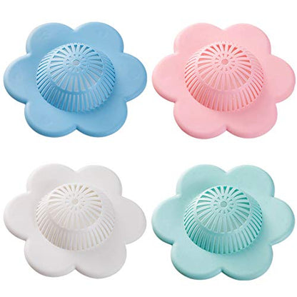 Hair Catcher Silicone Hair Stopper Shower Drain Covers with Suction Cups Suit for Bathroom Bathtub and Kitchen 4 Pack