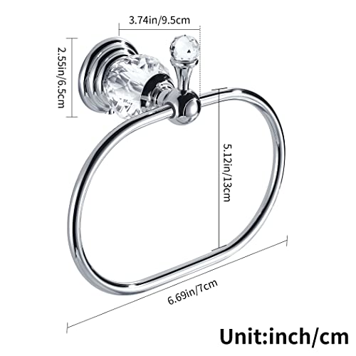 WOLIBEER Chrome Towel Ring,Crystal Hand Towel Holder,Bath Oval Hand Towel Rack Hanger Wall Mounted Bling Bathroom Accessories - size: Oval