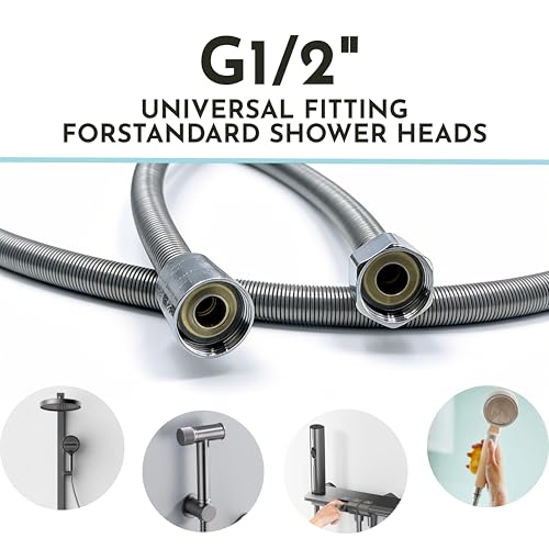 Shower Hose, 59Inch /150cm Shower Head Hose Replacement Showerhose Extra Long Stainless Steel Flexible and Durable High-Pressure Bathroom Accessory, 1 PCS
