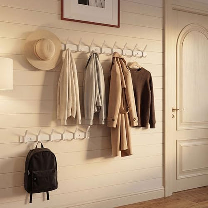 WEBI Coat Rack Wall Mount,Coat Hooks Wall Mounted,Coat Hanger Wall Hook Rack,6 Hooks for Hanging Coats,Jacket,Hats,Clothes,White - size: 6 Hooks