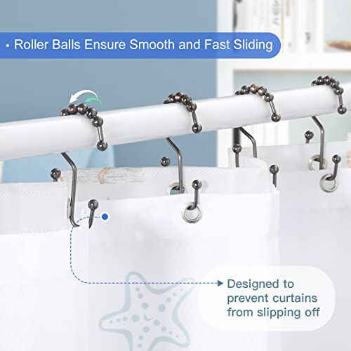 SUTINE Shower Curtain Rings & Hooks, Rust-Resistant Stainless Steel, Easy Sliding Double Hooks for Curtains & Liners, 12pcs-Bronze - color: Bronze
