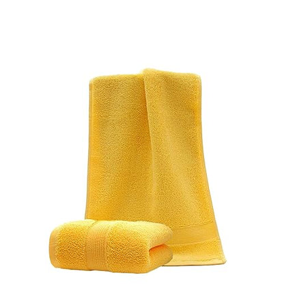 JININQ 2 Piece 100% Cotton Soft Hand Towels 13.4" x 29.5",Premium Face Towels Set for Bathroom,Gym,Home (Yellow) - color: Yellow