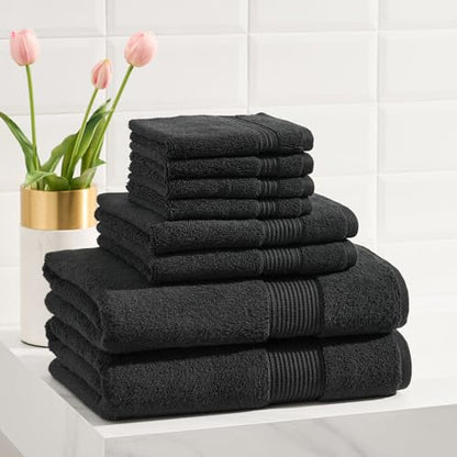 Ted Baker 8-Pc Towel Set, 2 Bath 2 Hand 4 Washcloths 100% Cotton Black - color: Black, size: 8 pc Towel Set - 2 Bath, 2 Hand, 4 Washcloths